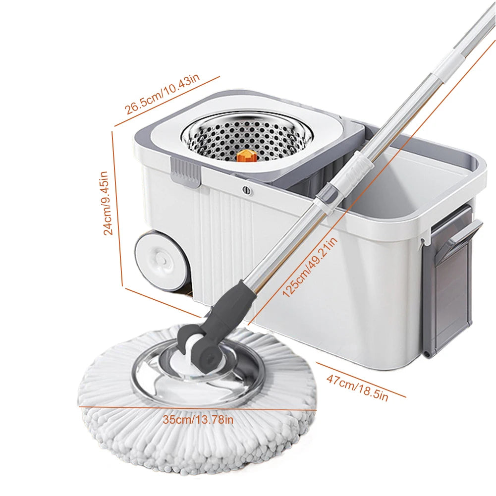 Automatic Spin Mop Bucket Set with 6 Microfiber Refills