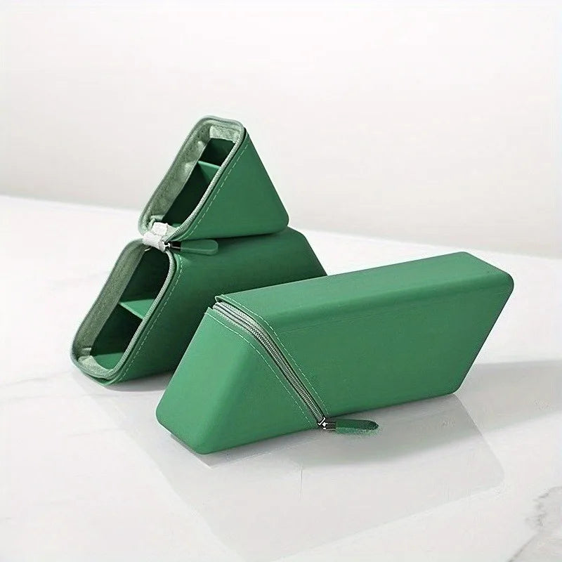 Foldable Silicone Pen Holder with Expandable Design (Green)