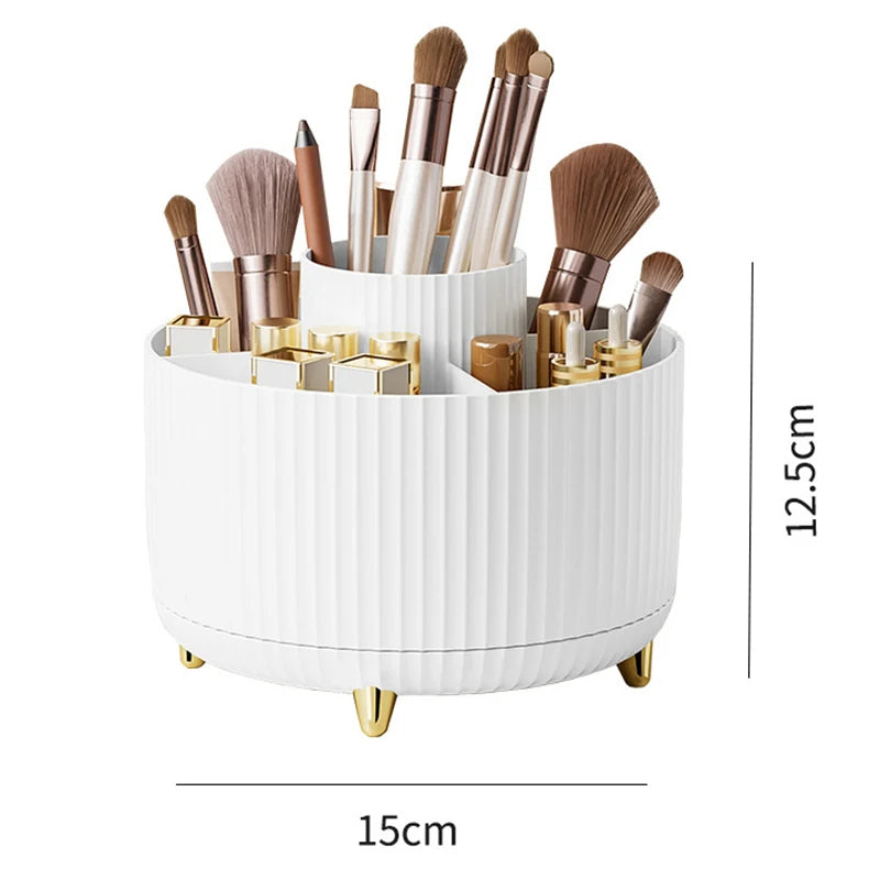 360° Rotating Makeup Organizer Versatile Makeup Storage Box (White)