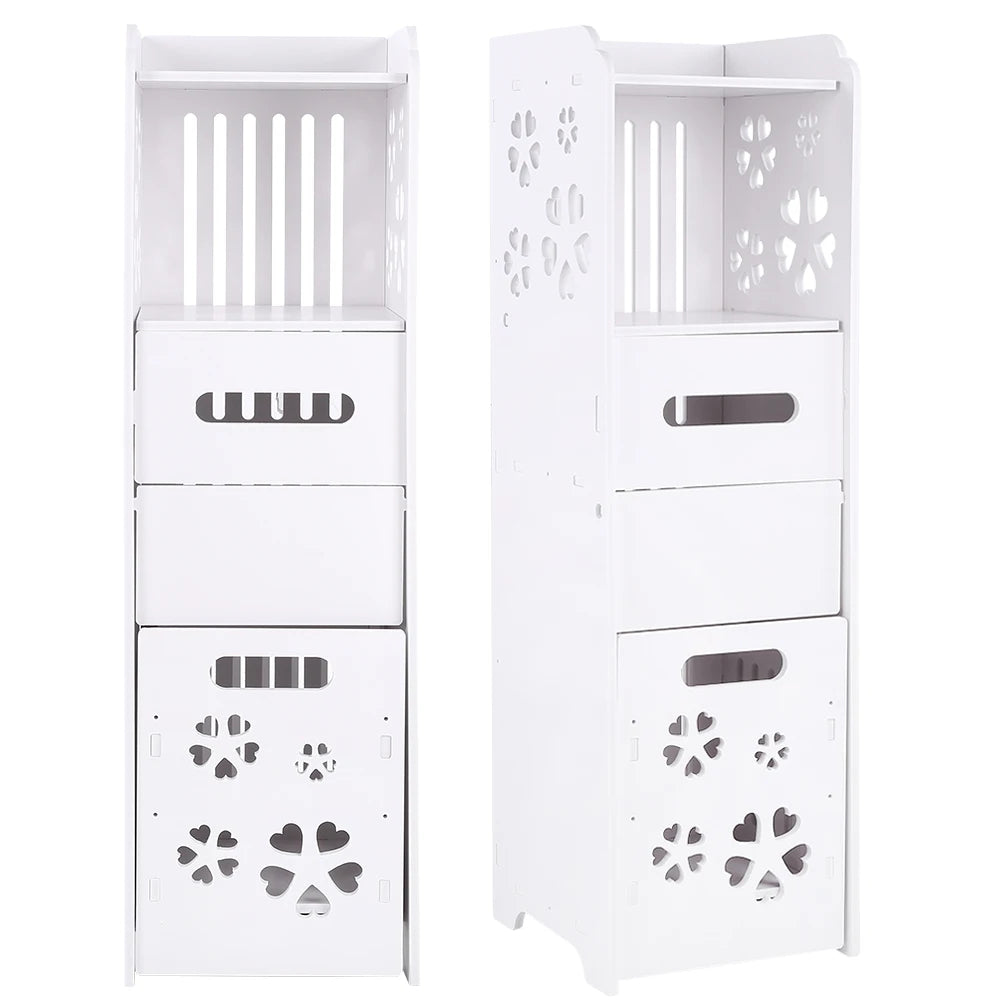 Wood Plastic Board 3 Tier Bathroom Shelf Cabinet