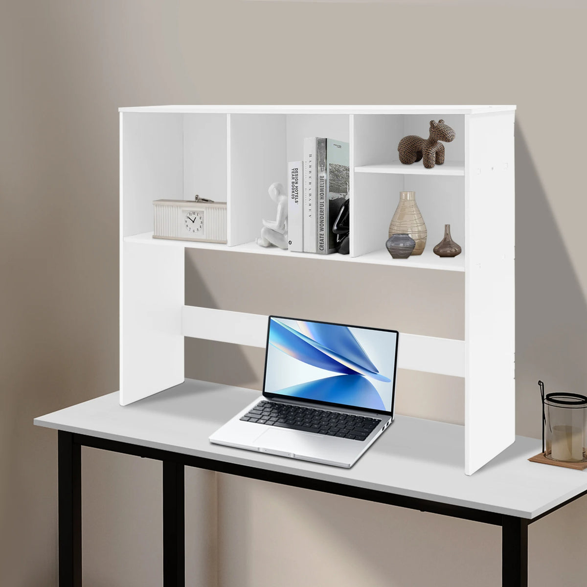 Desktop Bookshelf Desk Organizer Double-Layer with 4 Compartments