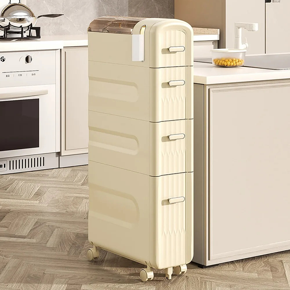 Bathroom Slim Storage Cabinet 4 Tiers Rolling Cart