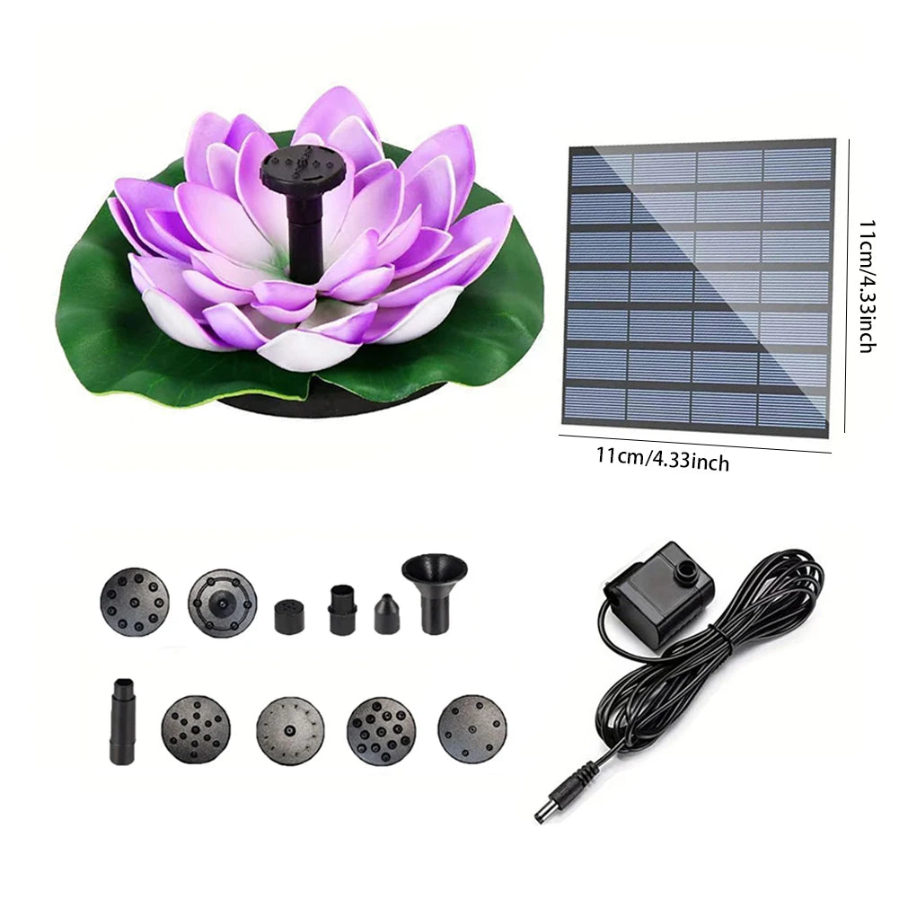Lotus Solar Water Fountain – Floating Artificial Flower Fountain for Bird Bath &amp; Pond (Purple)