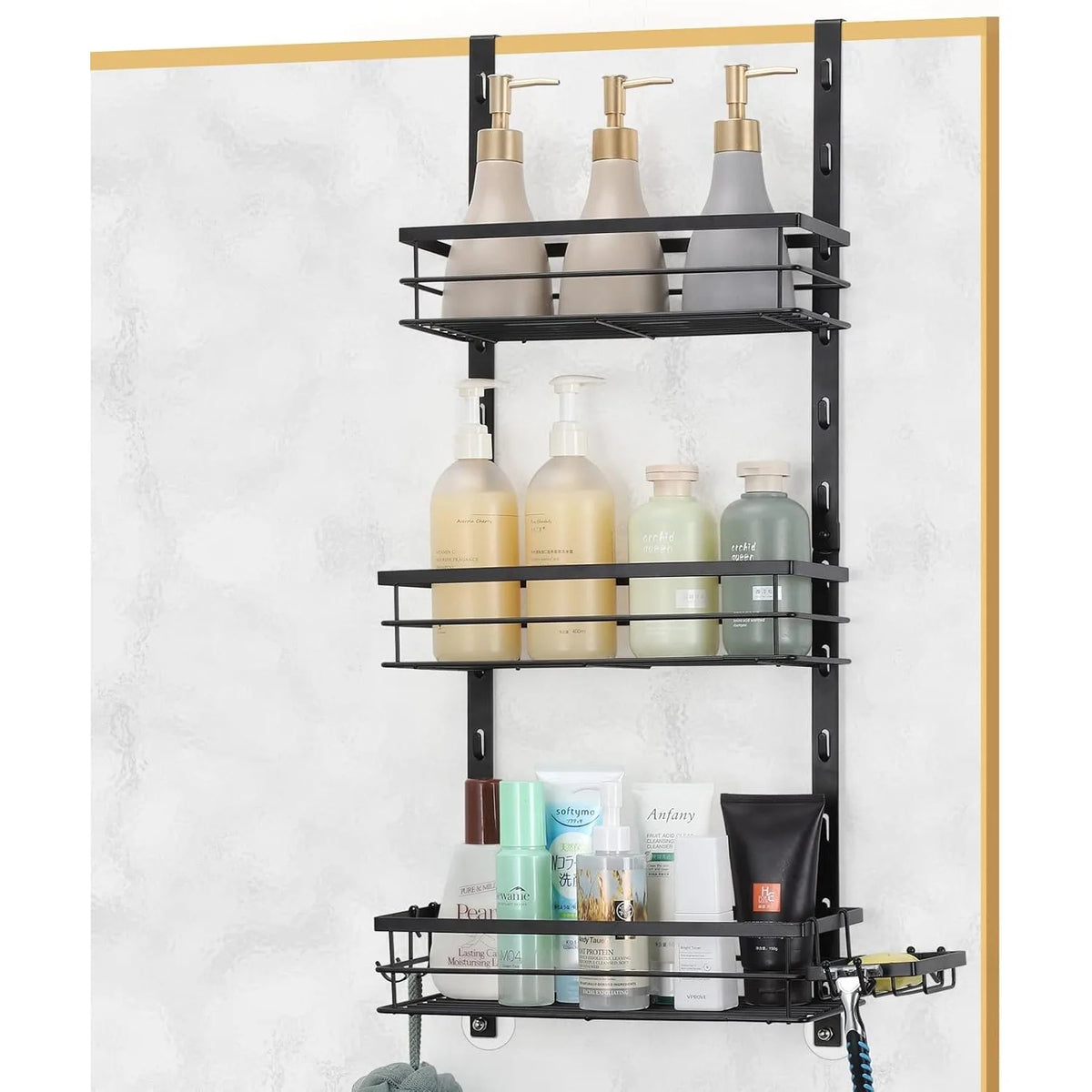 Adjustable Over-Door Shower Caddy (Black)
