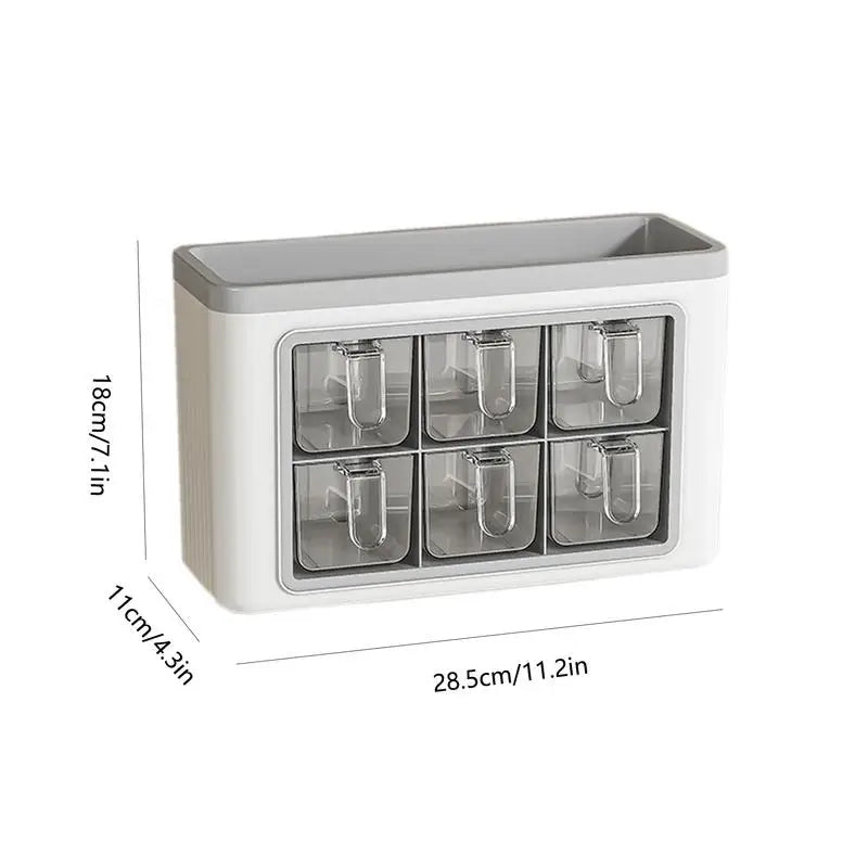 Adhesive Wall Mounted Condiment Jar Set Seasoning Storage Box Organizer for Home Kitchen
