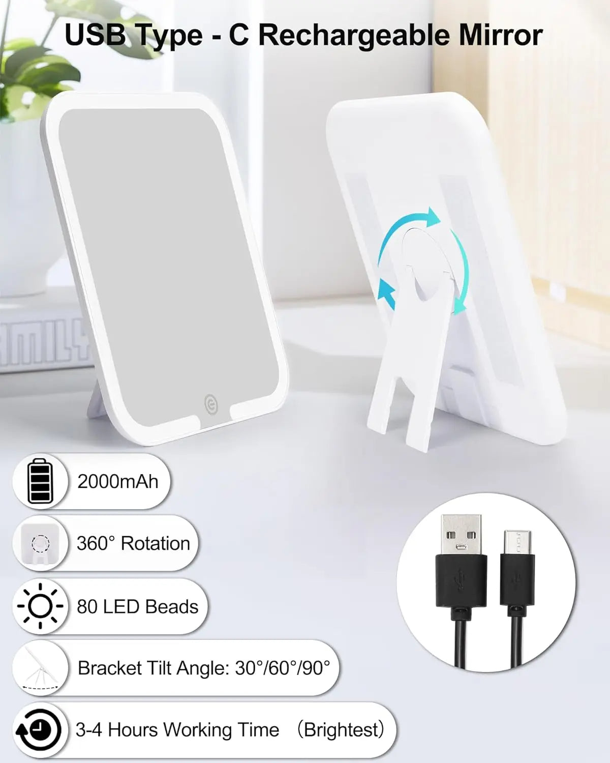 Portable Makeup Bag with Dimmable LED Mirror Cosmetic Organizer