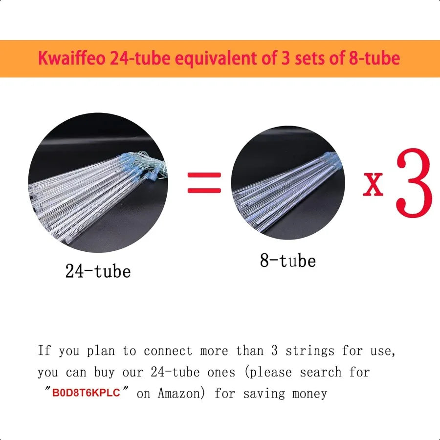 Orange Meteor Shower Halloween Lights 8-Tube Set