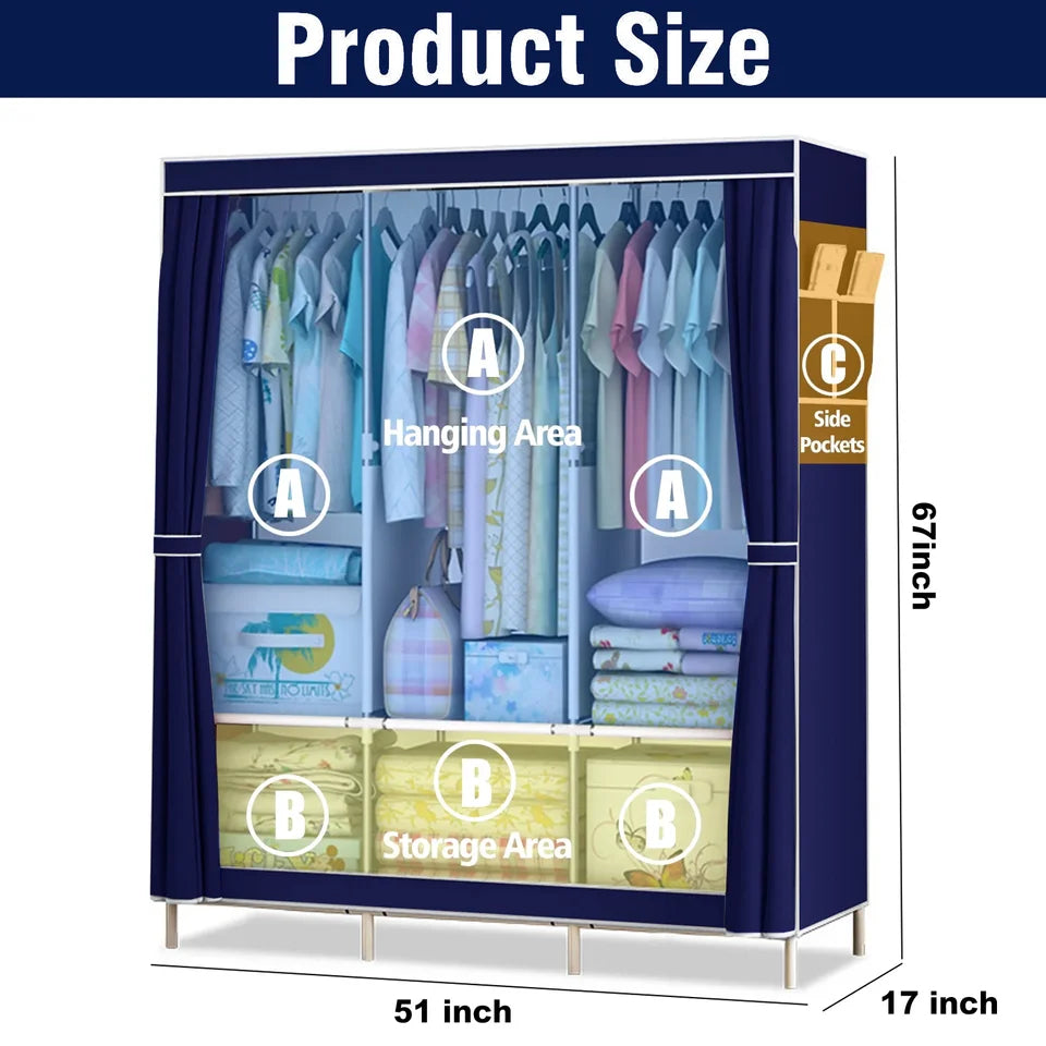 Portable Closet Wardrobe Organizer 51-Inch – 16mm Thick Pipe Clothing Storage Rack (Beige)