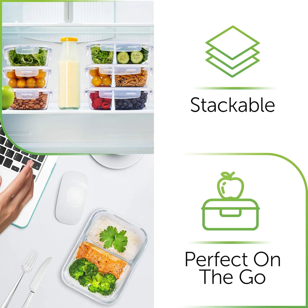 Durable Glass Food Storage Containers 5-Pack 36 Oz