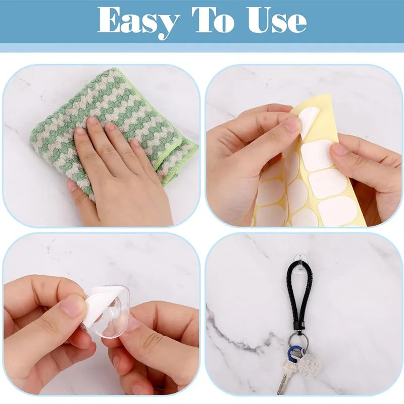 Transparent Seamless Wall Hooks 10PCS Waterproof Self-Adhesive Storage Organizers