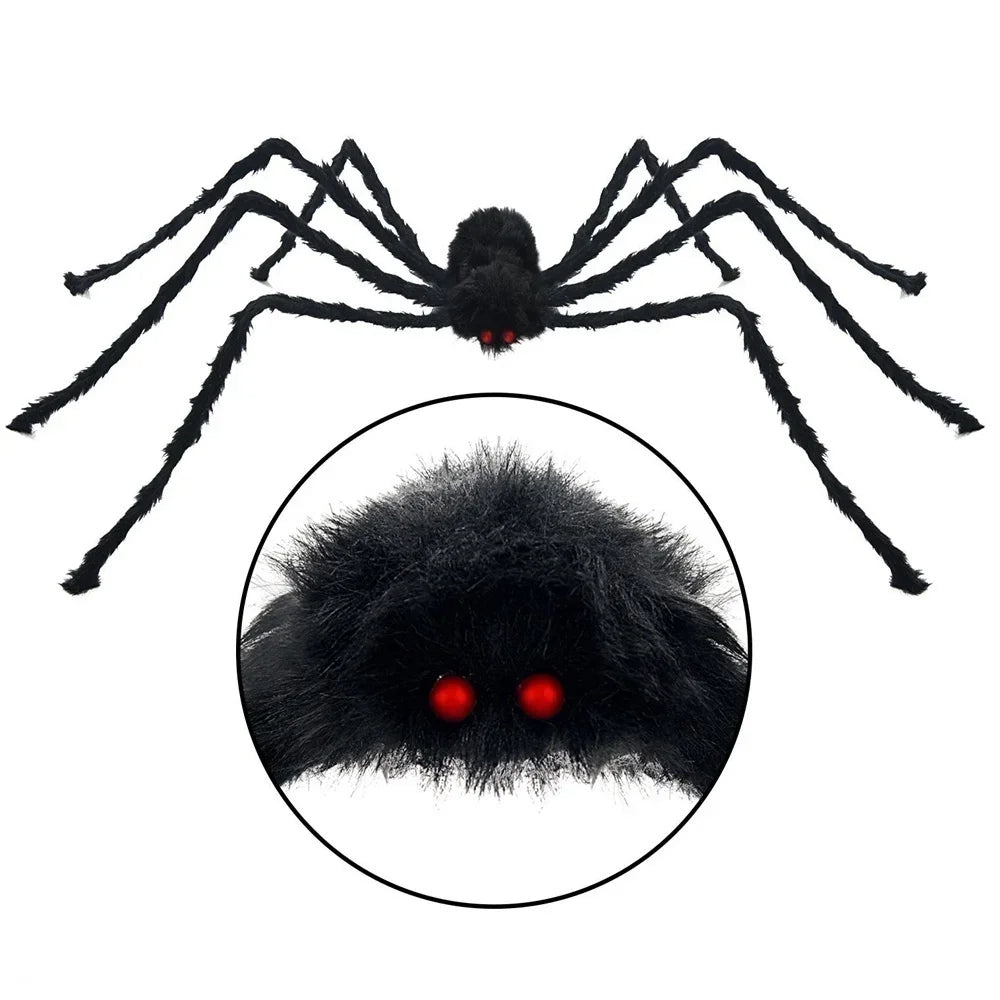 Giant Black Plush Spider 50CM for Spooky Decor