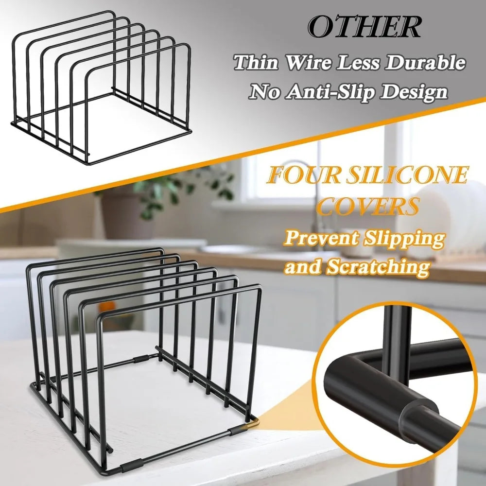 5-Tier Vertical Metal Rack Organizer for Cutting Boards