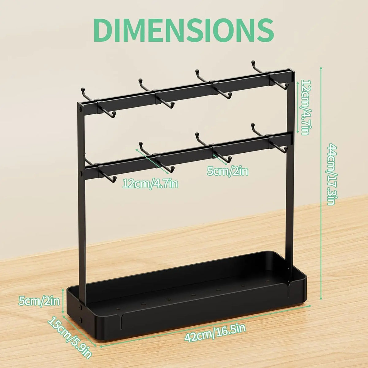 Mug Tree Holder Rack with Coffee Pod Storage &amp; Movable Hooks