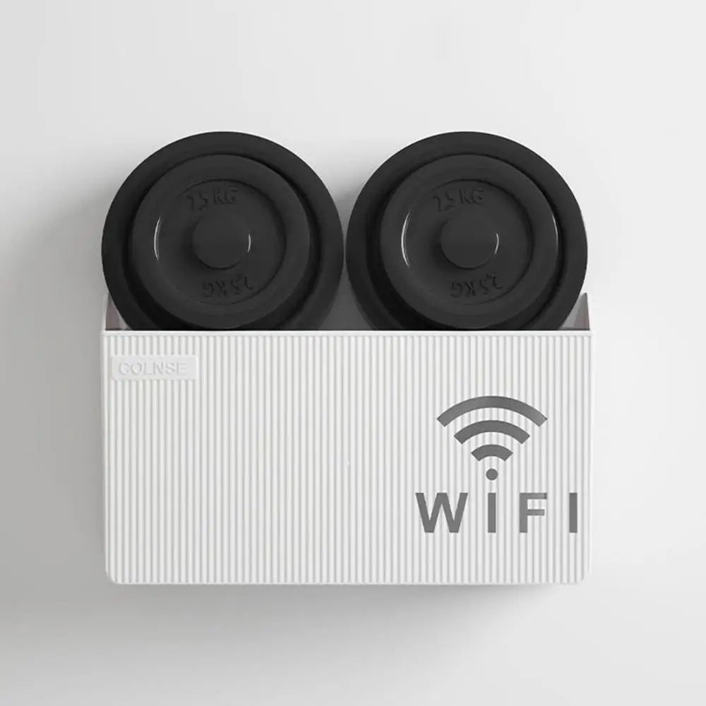 Wireless Wifi Router Storage Box Wall Mount Decor (White)