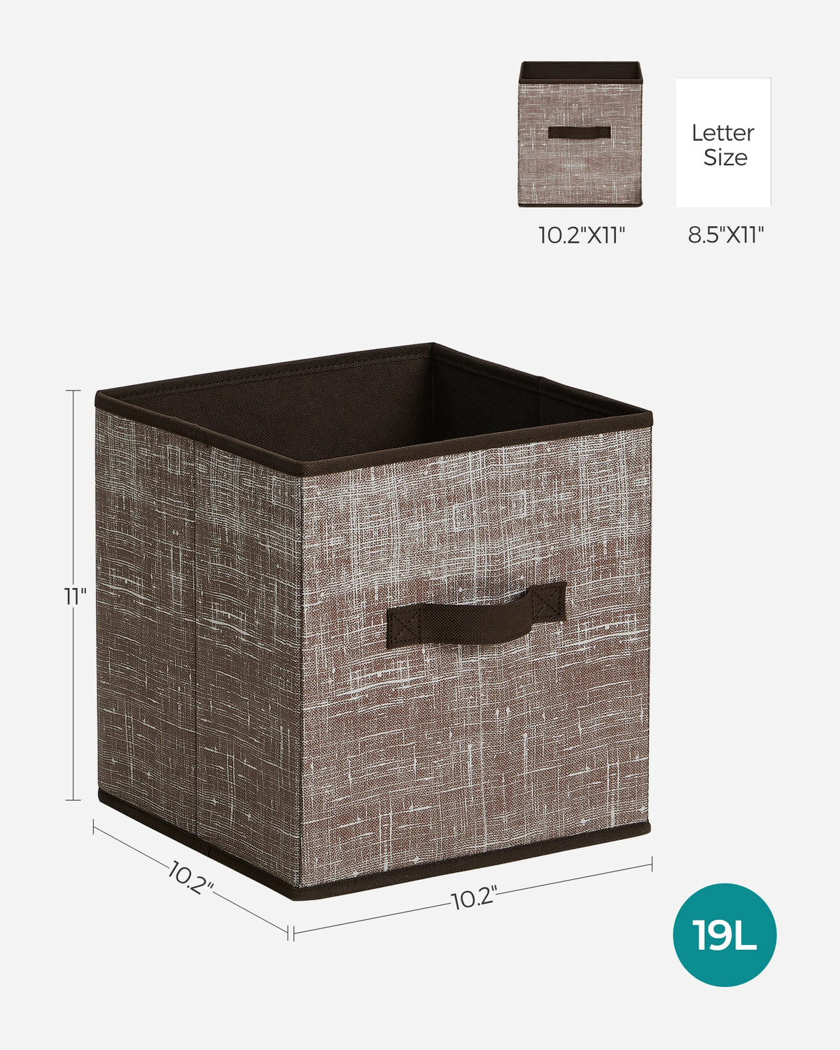 Closet Organizers 6-Pack Storage Cubes Foldable 11" Non-Woven Fabric Bins (Walnut Color)