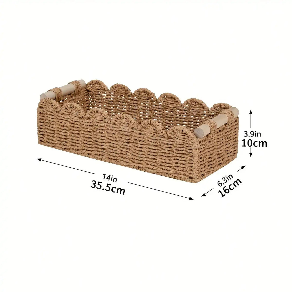 Woven Decorative Storage Basket with Handles (Khaki)