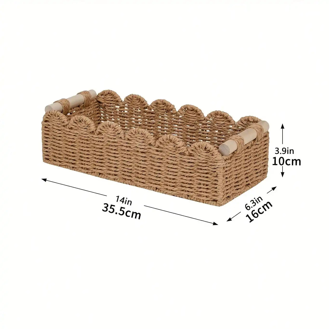 Woven Decorative Storage Basket with Handles (Khaki)