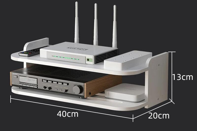 2-Tier Wall-Mounted Router Shelf with Cable Management