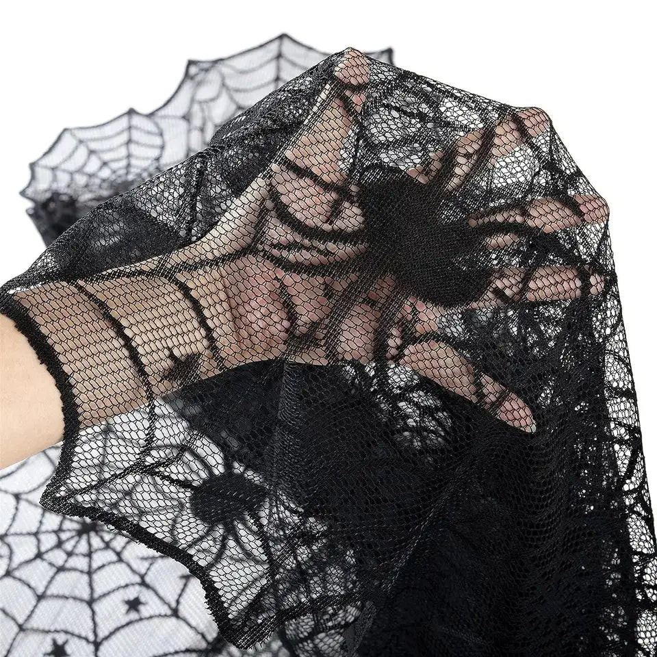 Halloween Black Lace Spiderweb Tablecloth