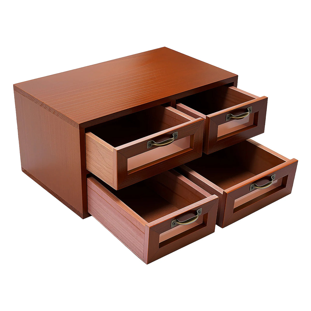 Retro Wooden 4-Drawer Desktop Organizer Box