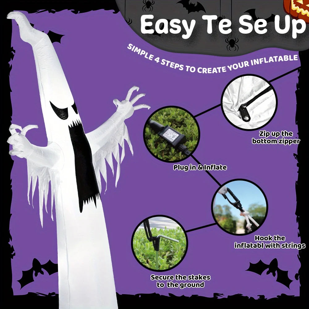 Halloween Inflatable Ghost with LED Lights 12 FT Scary Outdoor Yard Decoration