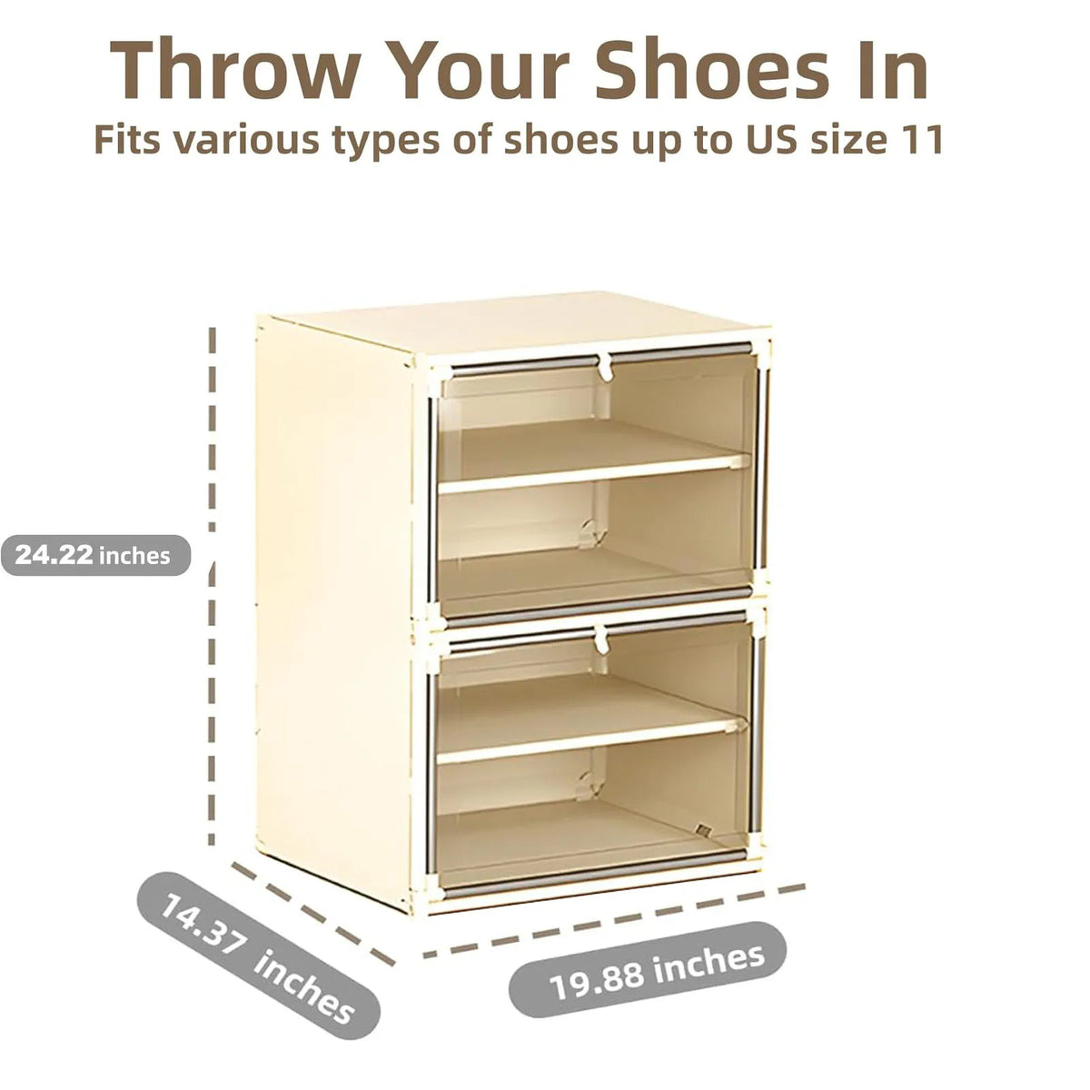 Hard Plastic Folding Stackable Shoe Box Organizer (4 Tiers)