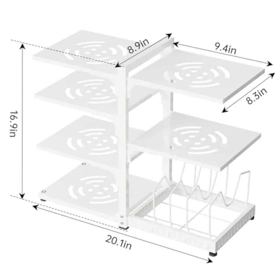 Heavy Duty 7-Tier Adjustable Pots and Pans Organizer Rack