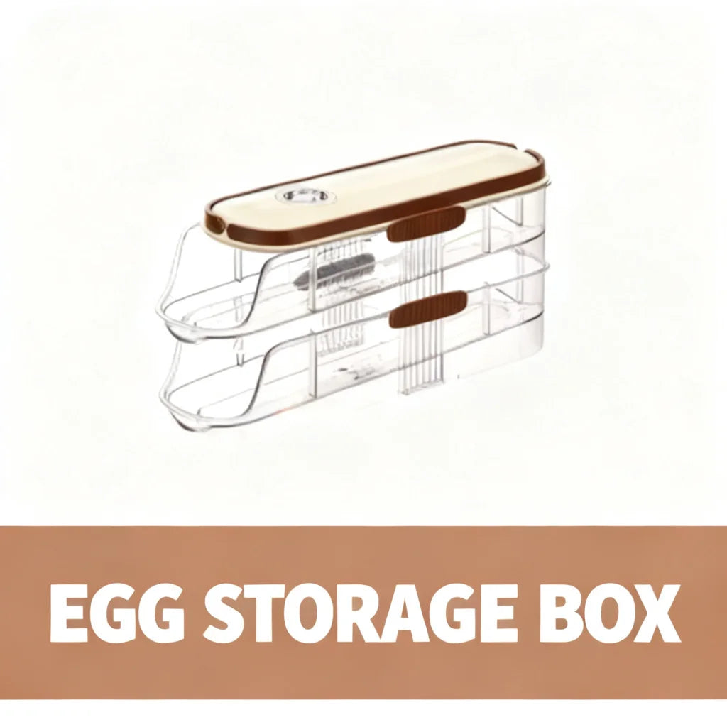 2-Tier Stackable Egg Storage Box with Date Marker – Clear Refrigerator Organizer for Fresh Egg Storage and Space-Saving Kitchen Organization