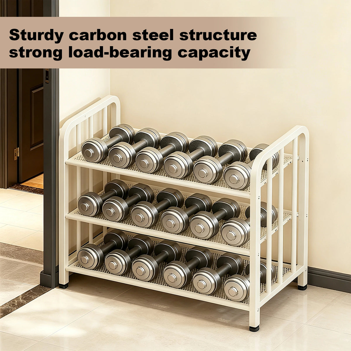 3-Tier Carbon Steel Shoe Rack – Freestanding Shoe Storage Organizer &amp; Space-Saving Shelf for Entryway