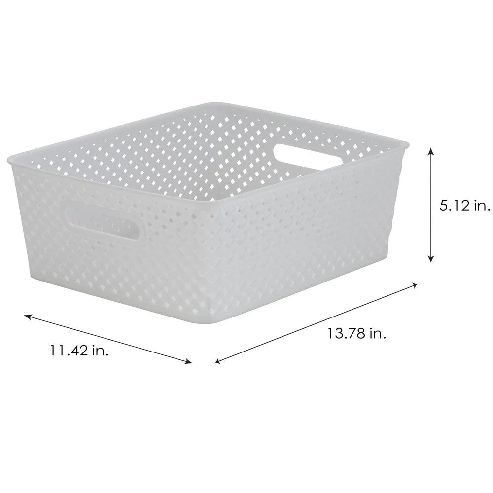 Durable Plastic Wicker Baskets 2-Pack for Home Office