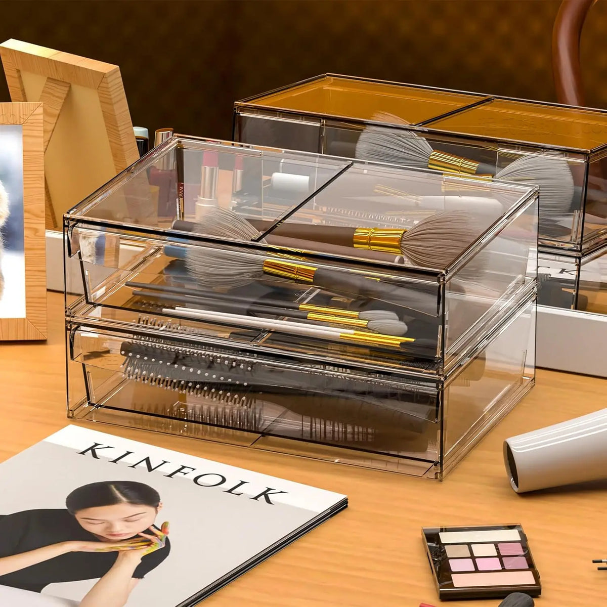 6 Pack Acrylic Drawer Organizer and Make Up Organizers and Storage