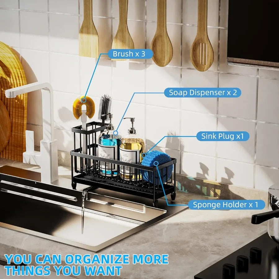 Extra Large Kitchen Sink Organizer for Sponges &amp; Brushes