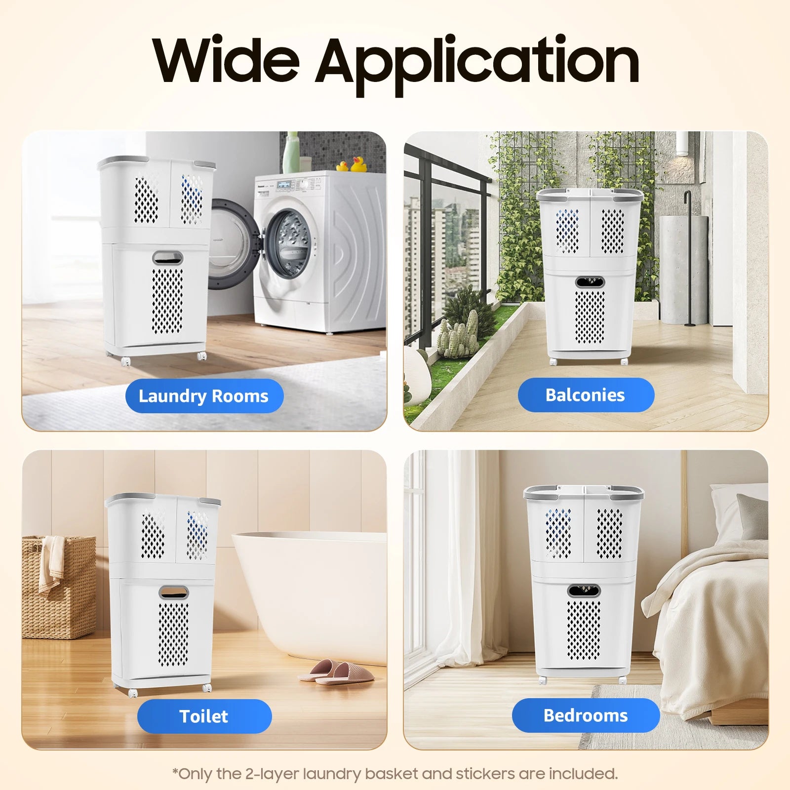 Movable Rolling Laundry Hamper 2-Tier with Wheels