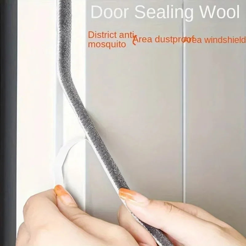 Door Window Sealing Strip 10M Self-Adhesive Brush Weatherstripping for Windproof
