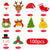 100pcs Christmas Wine Glass Decoration Santa Hat Xmas Tree Snowman Cup Card