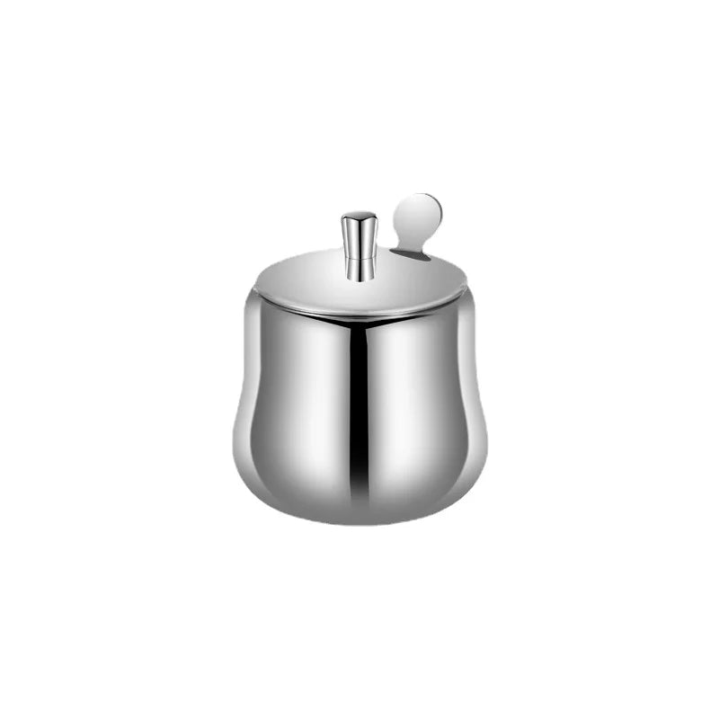 300ml Stainless Steel Sugar and Spice Jar with Lid and Spoon – Multifunctional Coffee, Seasoning &amp; Condiment Storage Canister for Kitchen