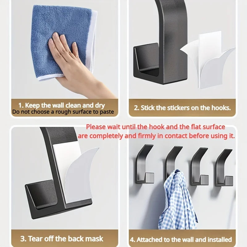 5pcs Adhesive Hooks for Walls No Drill Multi-Use