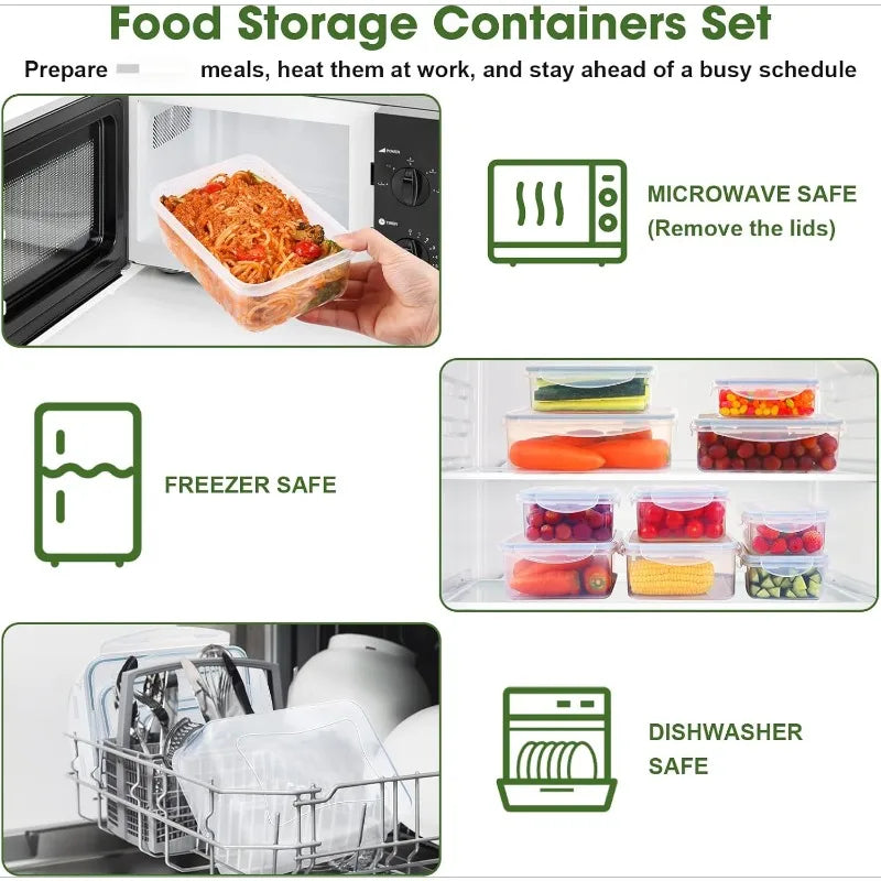 Airtight Food Storage Containers 16-Piece Set for Pantry Kitchen