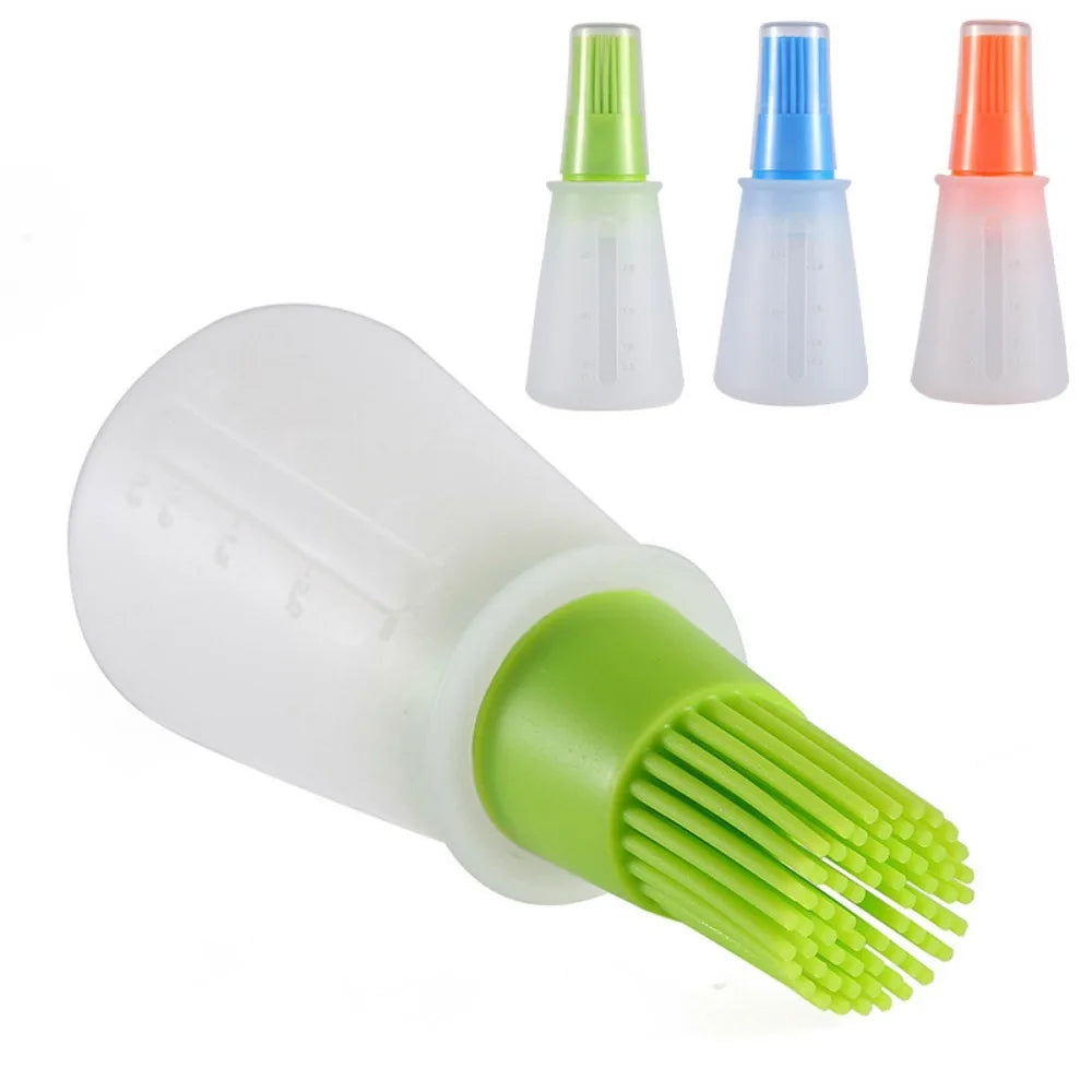 Silicone Oil Brush with Bottle – 2-in-1 Oil Dispenser &amp; Basting Brush for BBQ, Baking &amp; Cooking