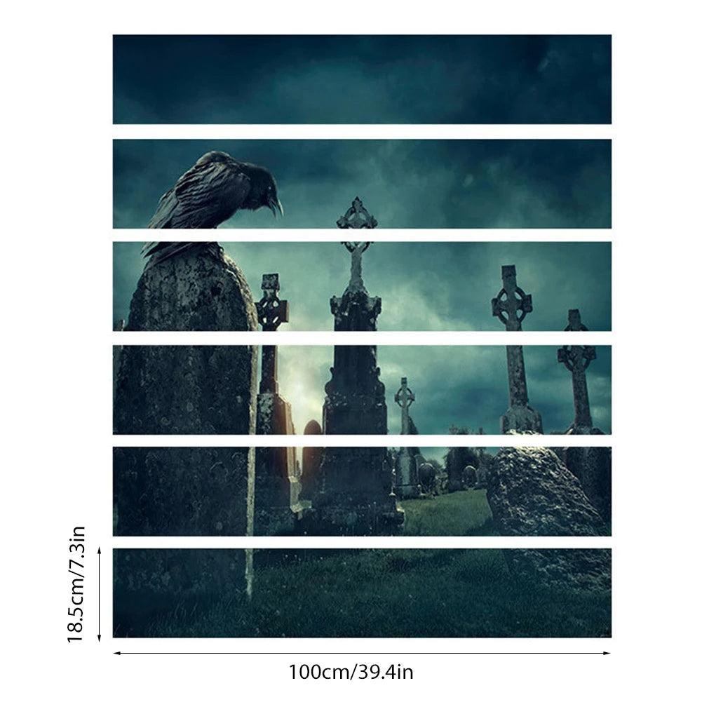 3D Halloween Wall Decals Crow Tombstone