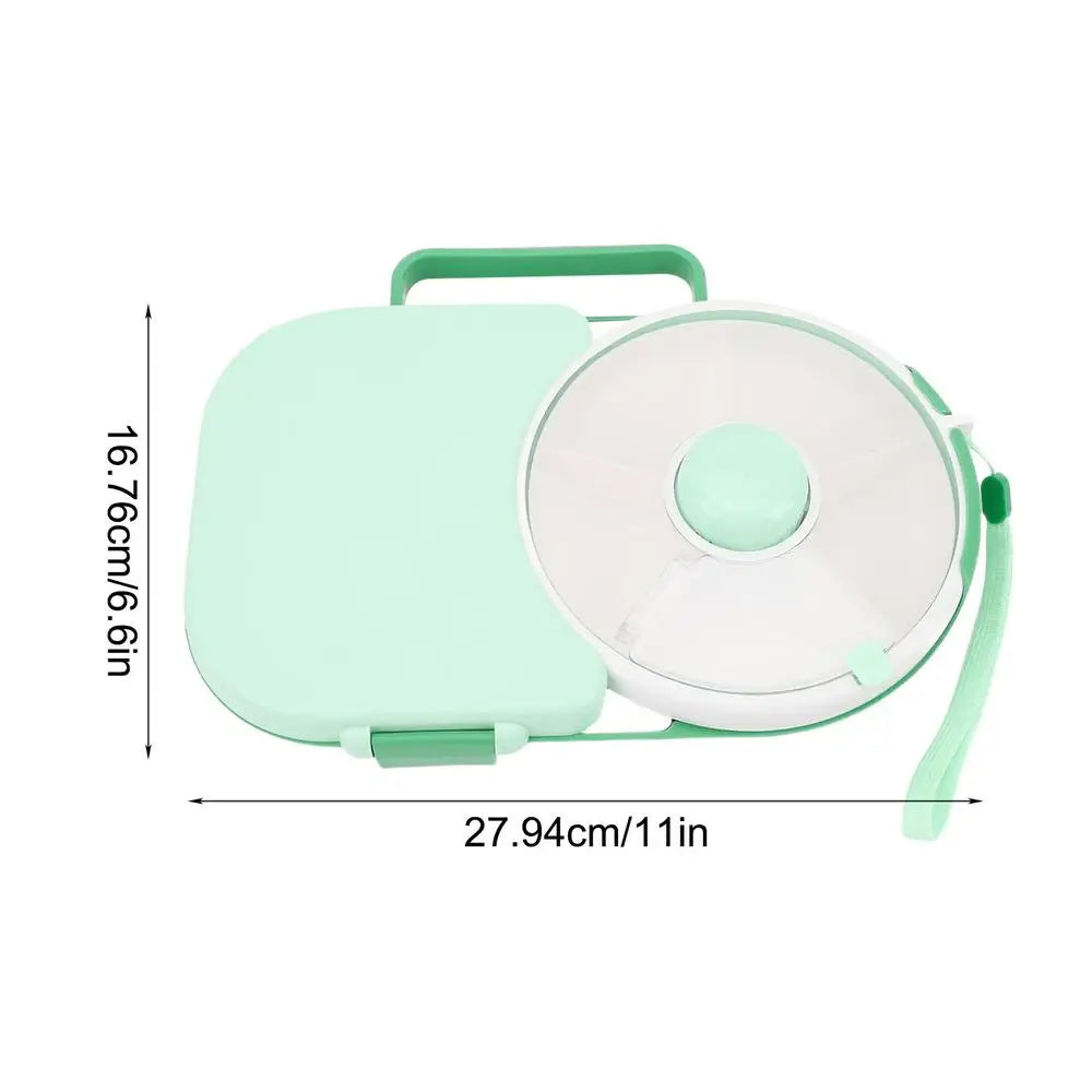 Portable Snack Rotating Lunchbox with 5 Compartments (Green)