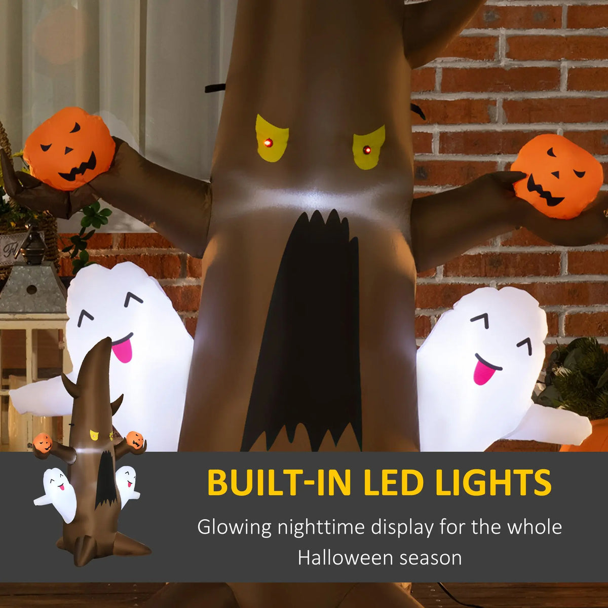 5ft LED Inflatable Halloween Ghost Tree with Pumpkins