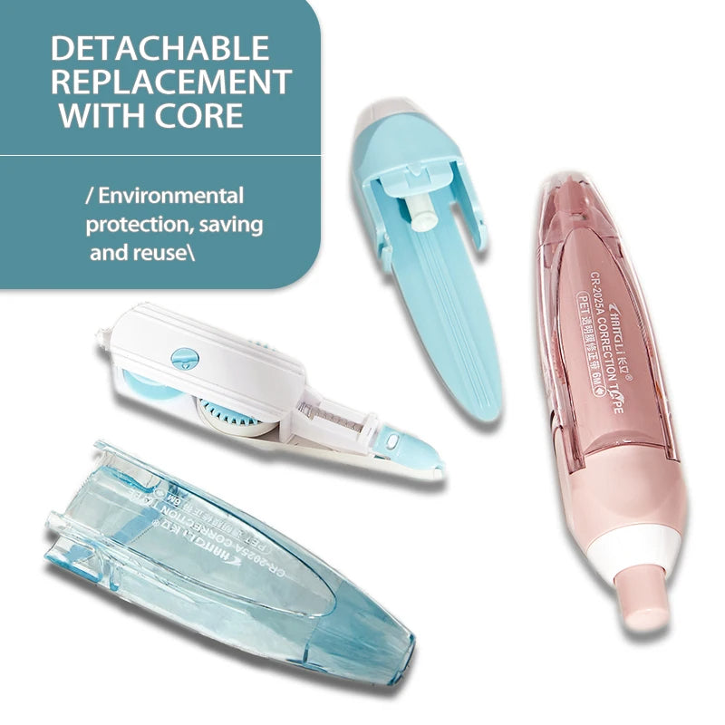 Refillable Correction Tape Set (4 Dispensers, 10 Refills)