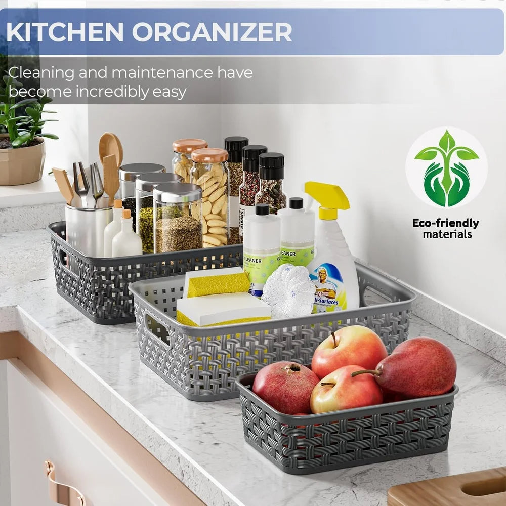Compact Wicker Storage Bins for Home Organizing (3-Pack)