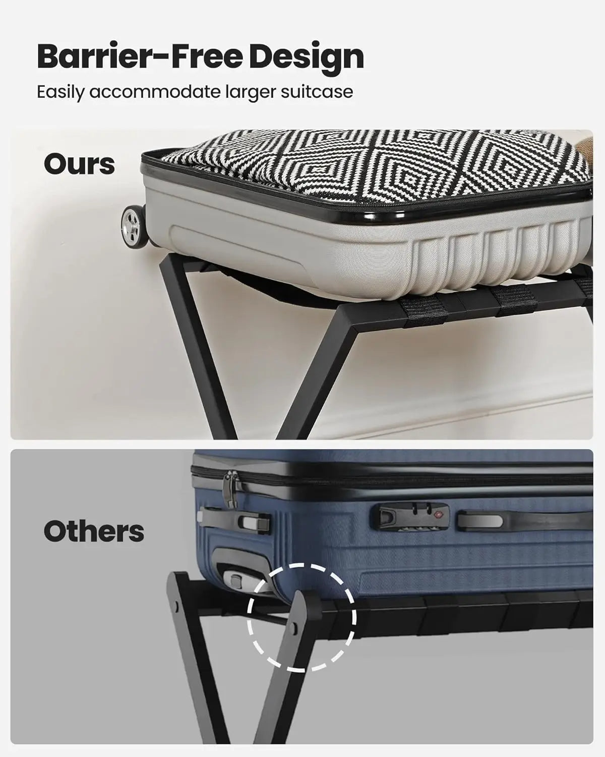Folding Luggage Rack with Shelf for Storage