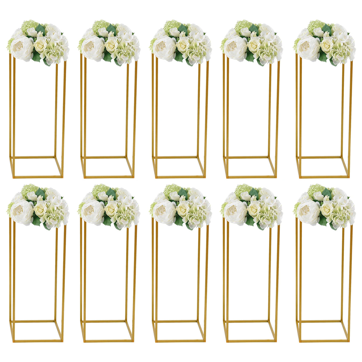 Gold Metal Flower Stand Set of 10 Wedding Flower Stands (Stand Only)