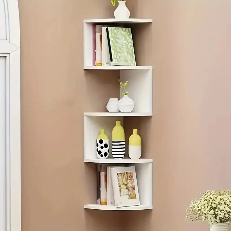 5-Tier Corner Shelf Wall Mount Organizer – Floating Zig-Zag Storage Rack (Black)