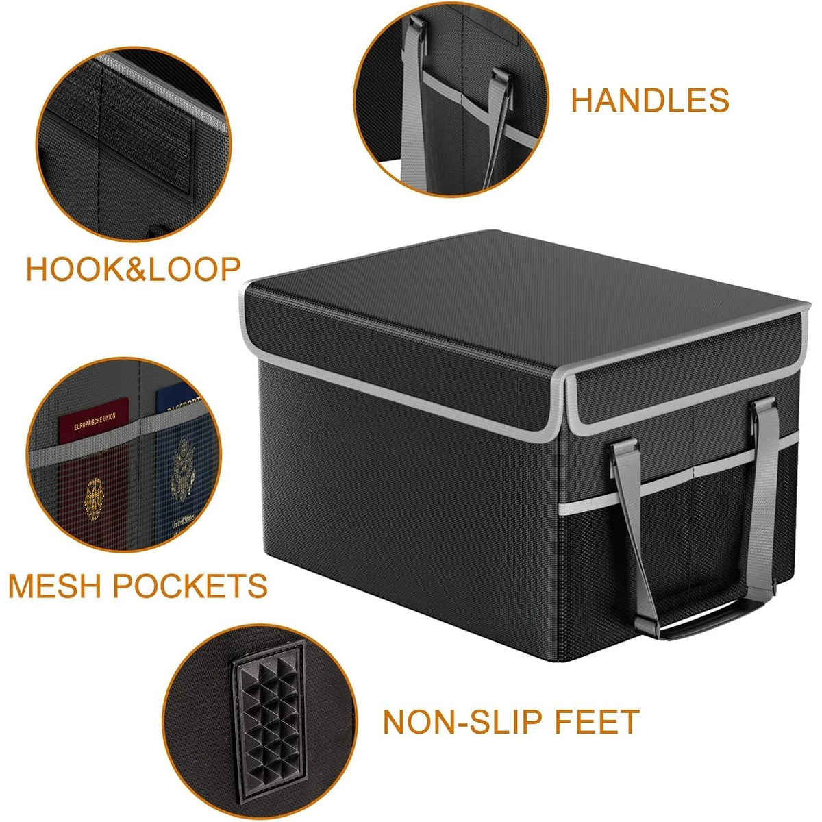 Collapsible File Organizer for Legal Letter Folders (Black)