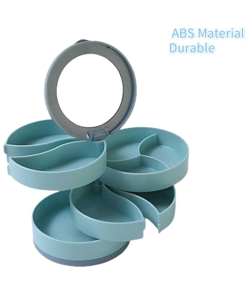 Rotating Jewelry Organizer with Dust-Proof Cover (White)