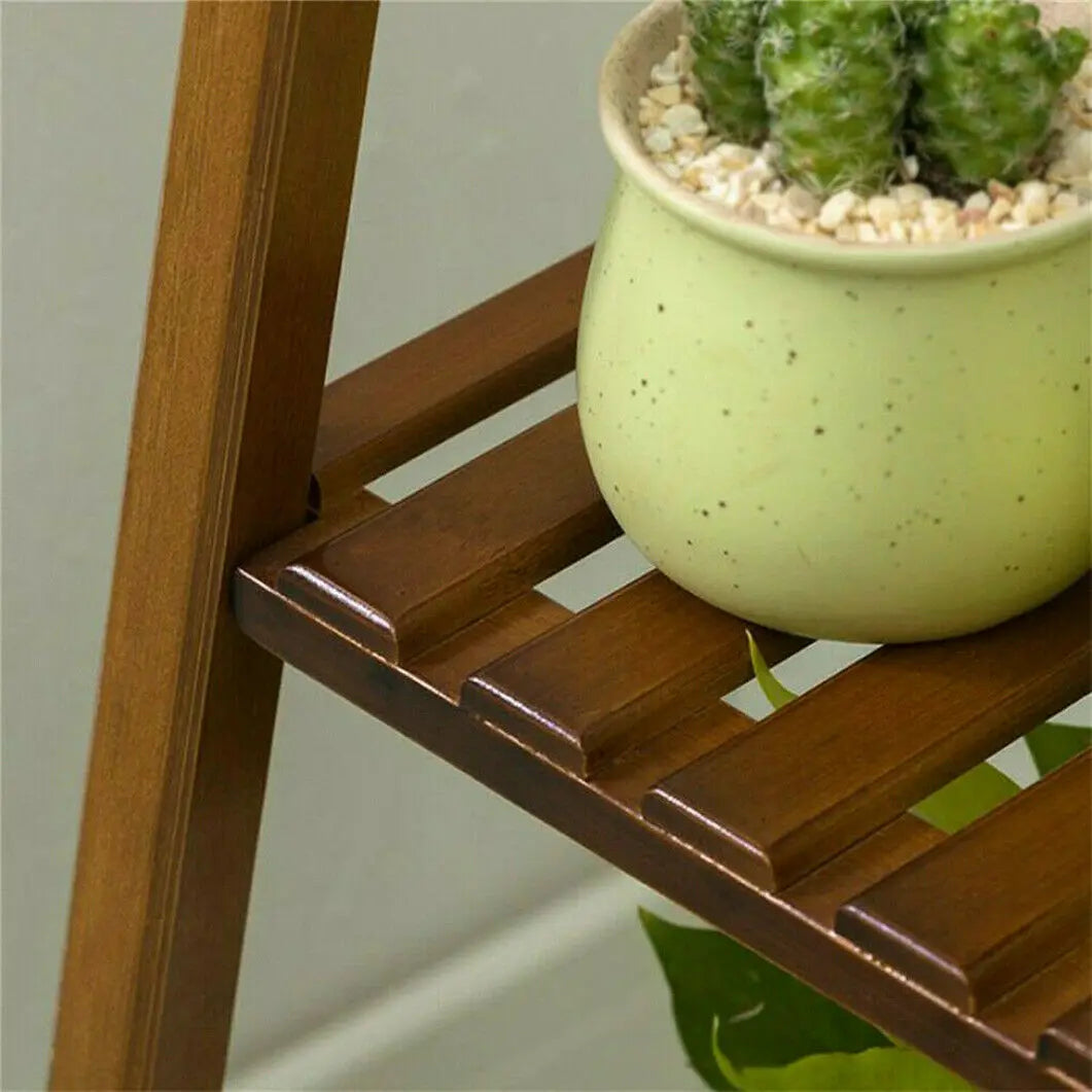 Bamboo Flower Pot Display Rack 4-Tier Plant Stand Shelf